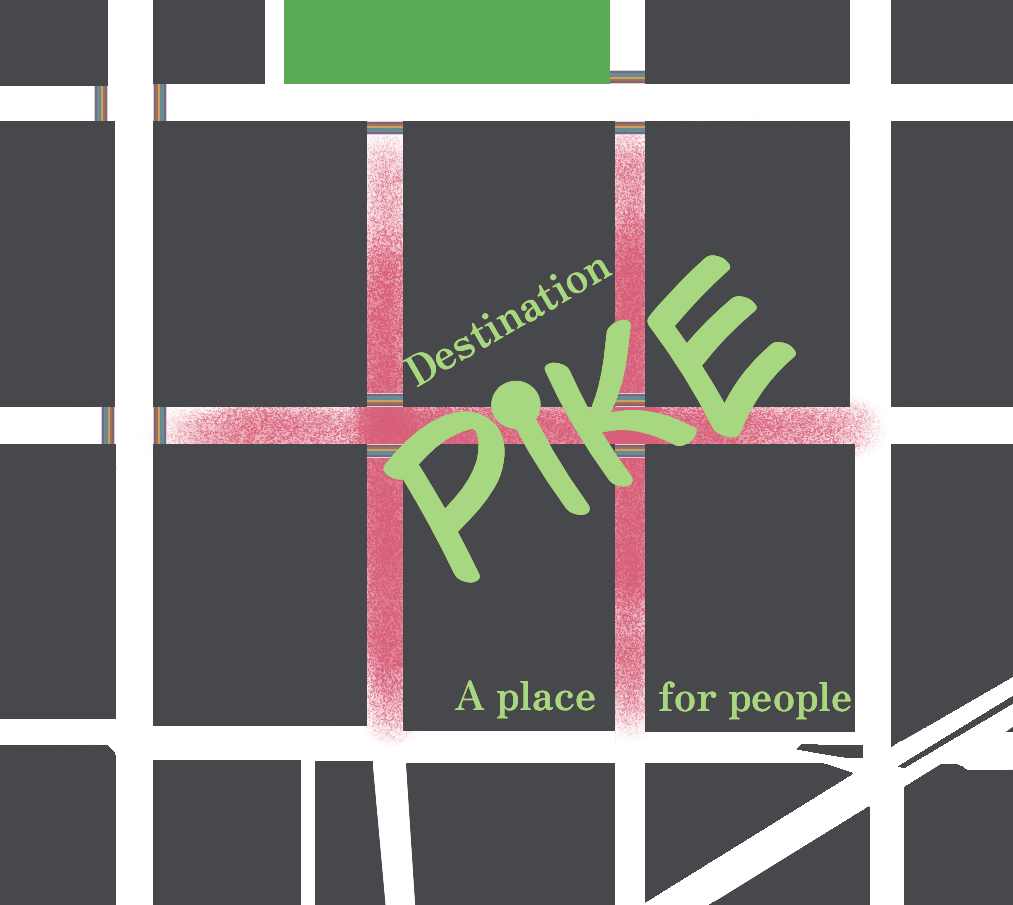The Pike/Pine logo highlighting the street grid between Broadway, 12th, Pine, and Union